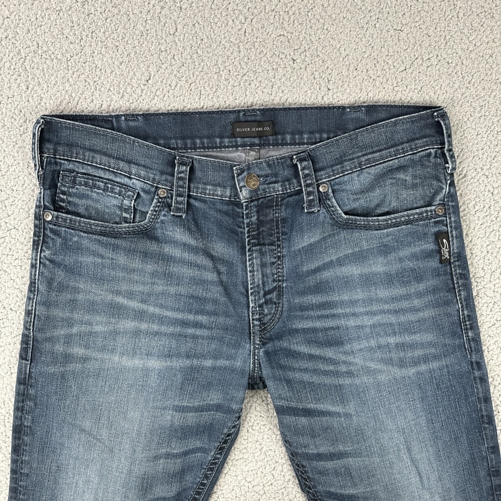 Silver Jeans Co Eddie Jeans Men 36x27* Blue Straight Leg Stretch Faded Whiskered - Picture 12 of 16